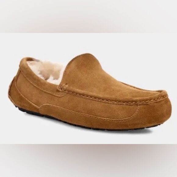 UGG Men's Ascot Chestnut Suede Leather Slippers Size 7 - Picture 15 of 15